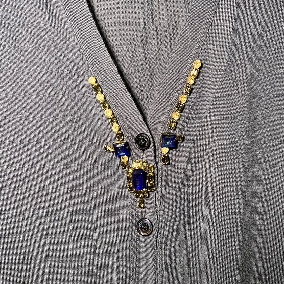 Vintage Blumarine Long Blue Cardigan with Jewel Trim Detail - Picture 8 of 8